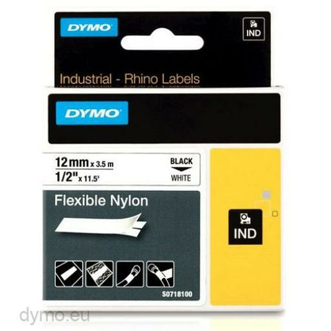 Laminated Tape for Labelling Machines Rhino Dymo ID1-12 12 x 3,5 mm Black White Self-adhesives (5 Units) Laminated Tape for Labelling Machines Rhino Dymo ID1-12 12 x 3,5 mm Black White Self-adhesives (5 Units)