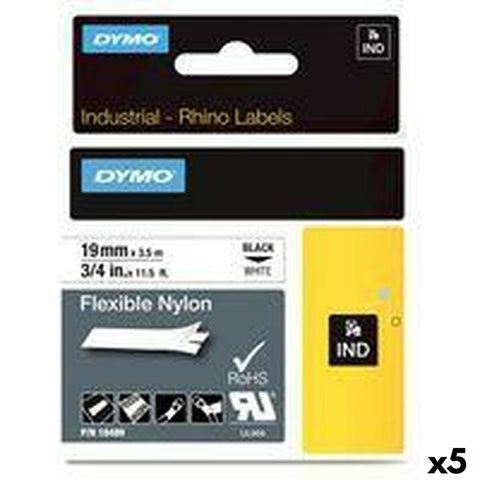 Laminated Tape for Labelling Machines Rhino Dymo ID1-19 19 x 3,5 mm Black White Self-adhesives (5 Units) Laminated Tape for Labelling Machines Rhino Dymo ID1-19 19 x 3,5 mm Black White Self-adhesives (5 Units)