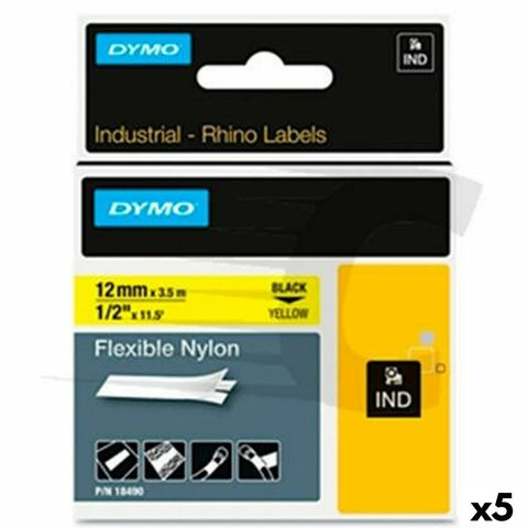 Laminated Tape for Labelling Machines Rhino Dymo ID1-12 Yellow Black 12 x 3,5 mm Self-adhesives (5 Units) Laminated Tape for Labelling Machines Rhino Dymo ID1-12 Yellow Black 12 x 3,5 mm Self-adhesives (5 Units)