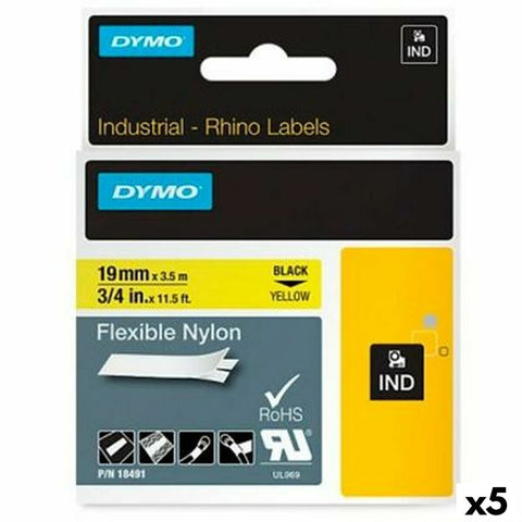 Laminated Tape for Labelling Machines Rhino Dymo ID1-19 19 x 3,5 mm Black Yellow Self-adhesives (5 Units) Laminated Tape for Labelling Machines Rhino Dymo ID1-19 19 x 3,5 mm Black Yellow Self-adhesives (5 Units)