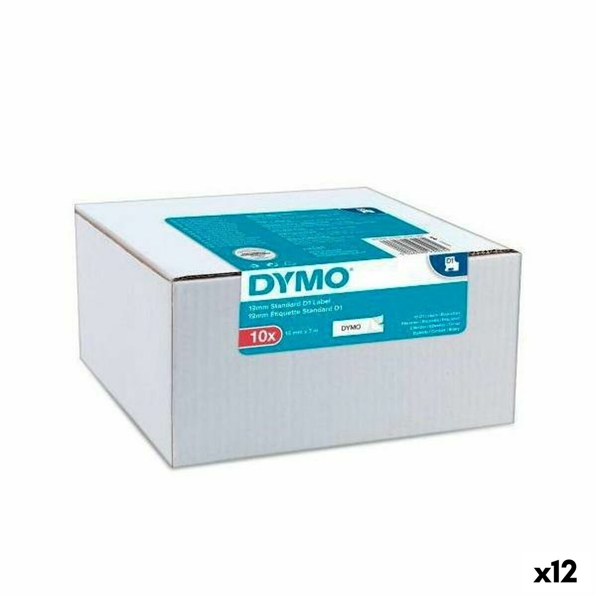 Laminated Tape for Labelling Machines Dymo White Black Self-adhesives 10 Pieces (12 Units) Laminated Tape for Labelling Machines Dymo White Black Self-adhesives 10 Pieces (12 Units)