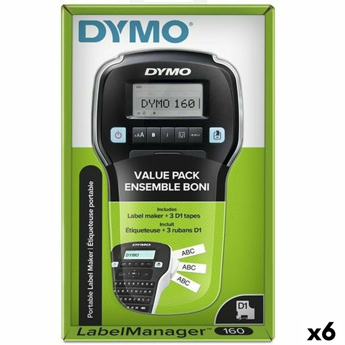 Electric Label Maker Dymo LM160 Black 1,2 mm 6 Units Electric Label Maker Dymo LM160 Black 1,2 mm 6 Units