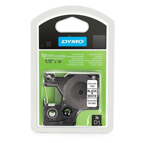 Laminated Tape for Labelling Machines Dymo D1 16959 12 mm x 5,5 m Black Polyester White (5 Units) Laminated Tape for Labelling Machines Dymo D1 16959 12 mm x 5,5 m Black Polyester White (5 Units)