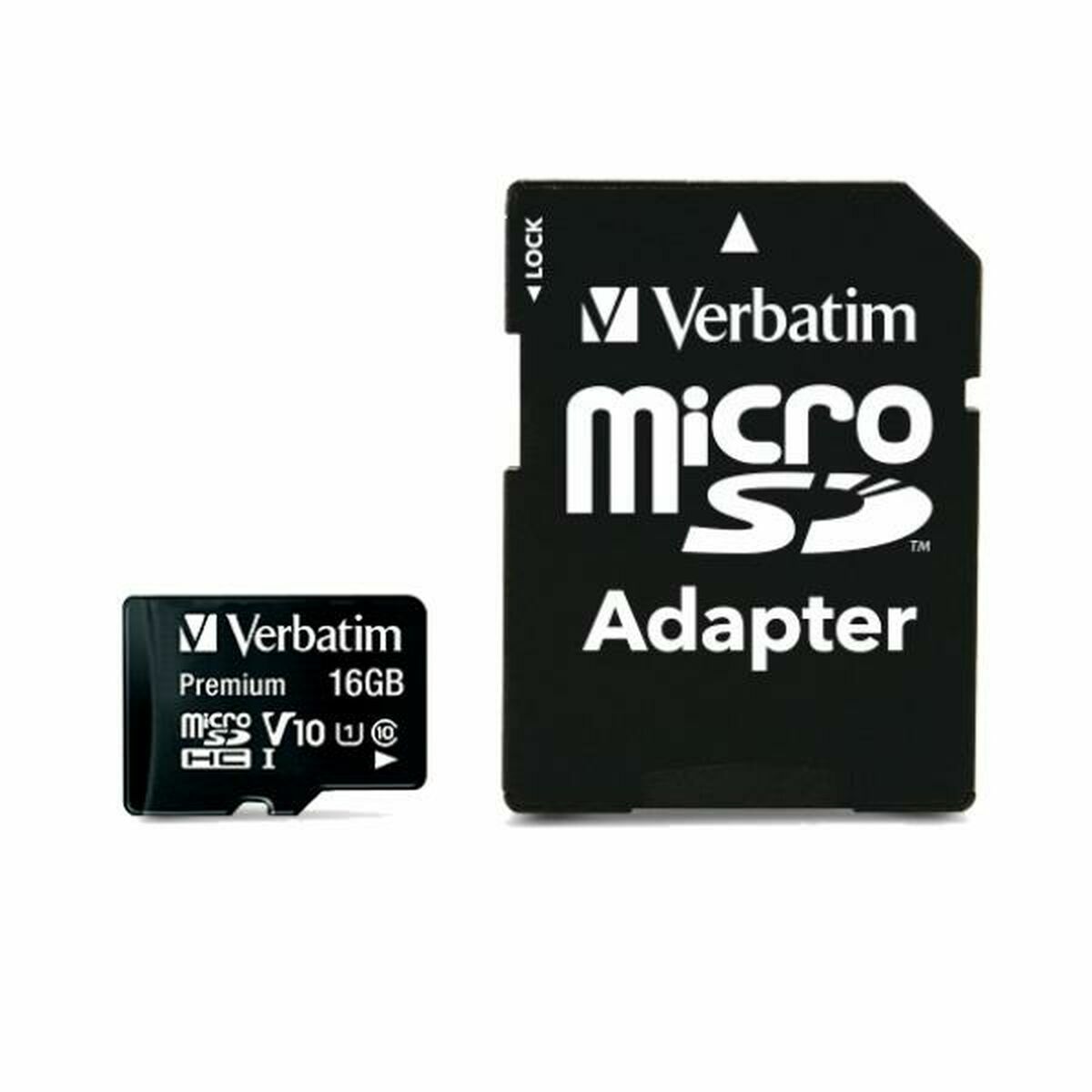 Micro SD Memory Card with Adaptor Verbatim Black 16 GB