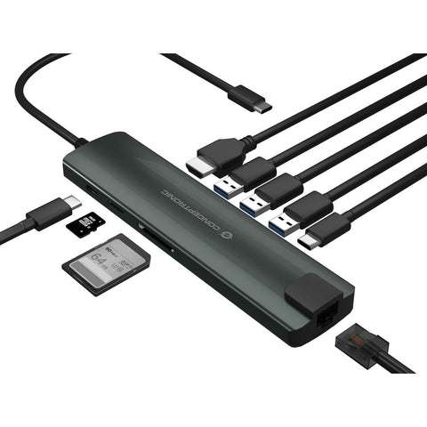 USB Hub Conceptronic 110515507101 Aluminium Grey 9-in-1