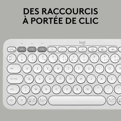 Bluetooth Keyboard with Support for Tablet Logitech K380 French White AZERTY