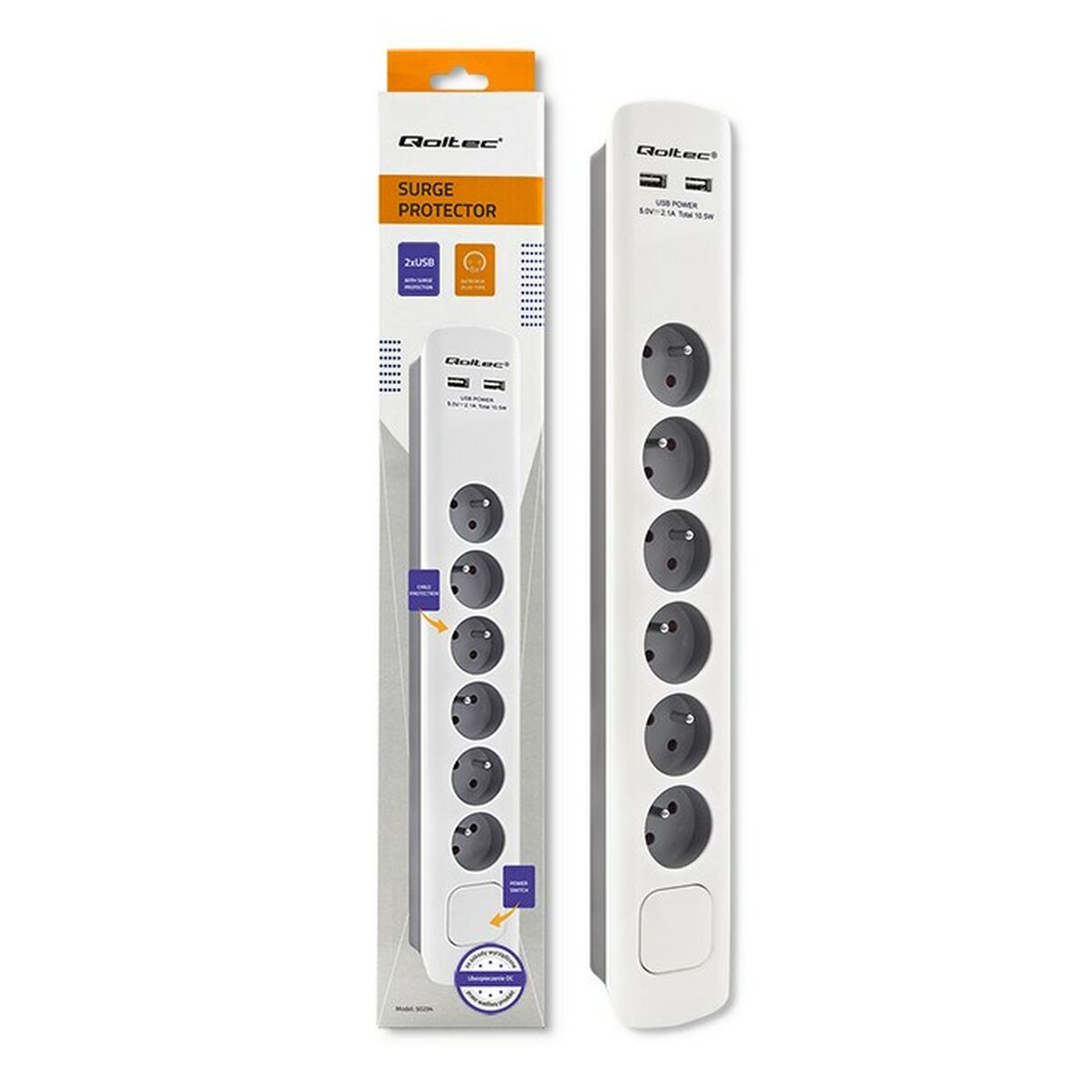 Power Socket - 6 Sockets with Switch Qoltec 50294 (1,8 m)