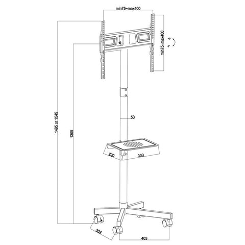 TV stand with wheels MacLean MC-949 32" 34"-55"
