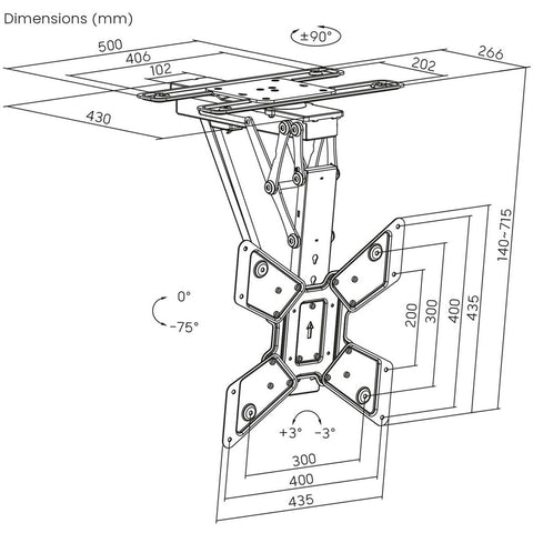 Ceiling support MacLean MC-491 65" 30 Kg
