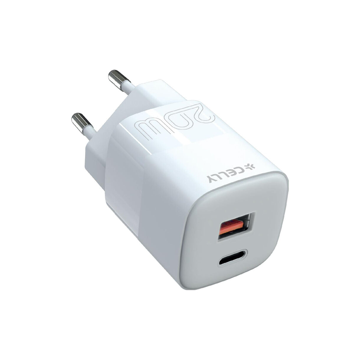Wall Charger Celly TC2USBUSBC20EVO White 20 W