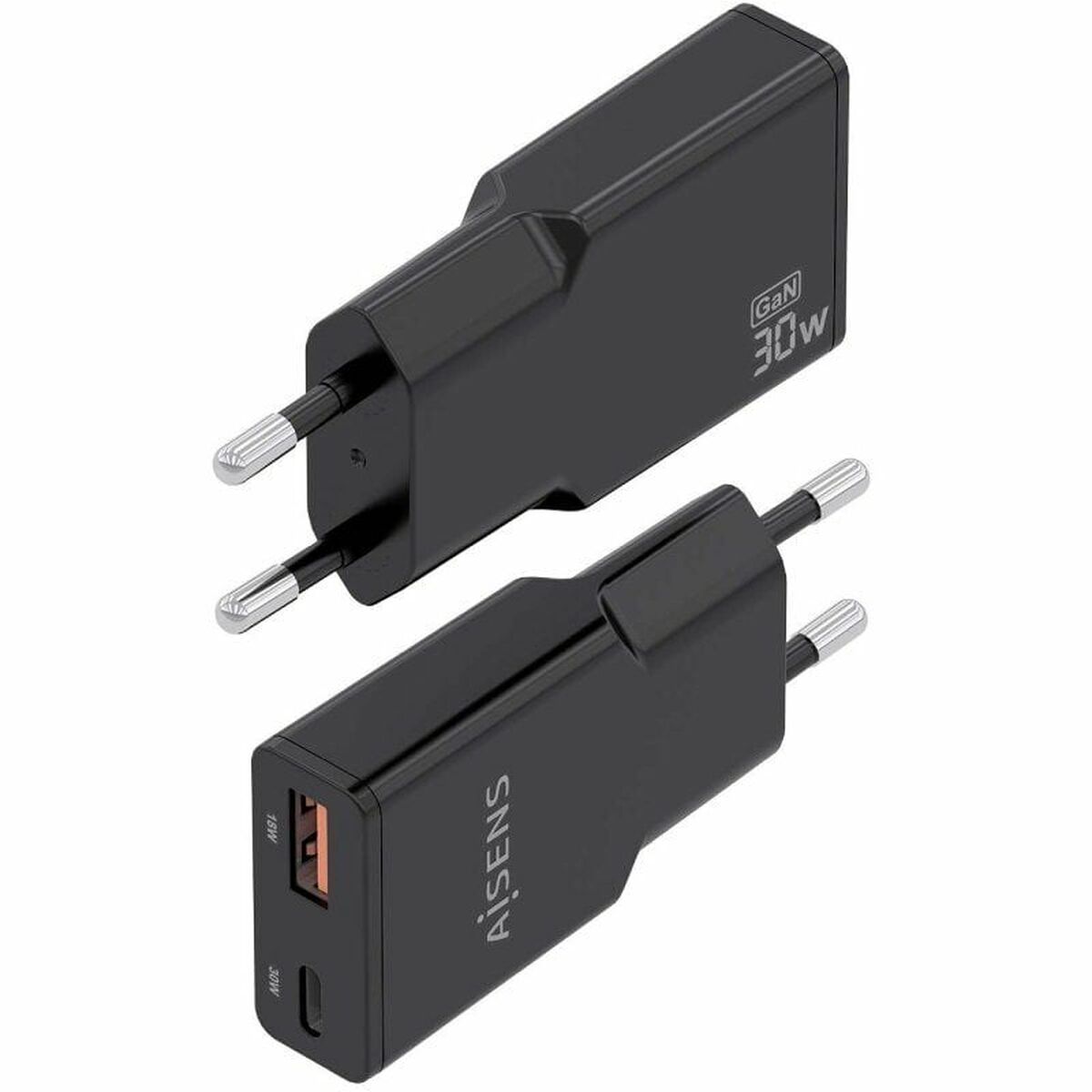 Wall Charger Aisens ASCH-30W2P047-BK Black 30 W