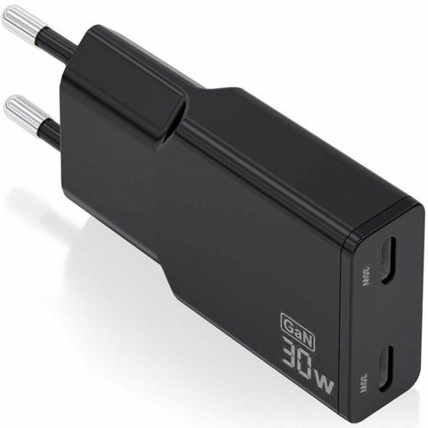 Wall Charger Aisens ASCH-30W2P049-BK Black 30 W