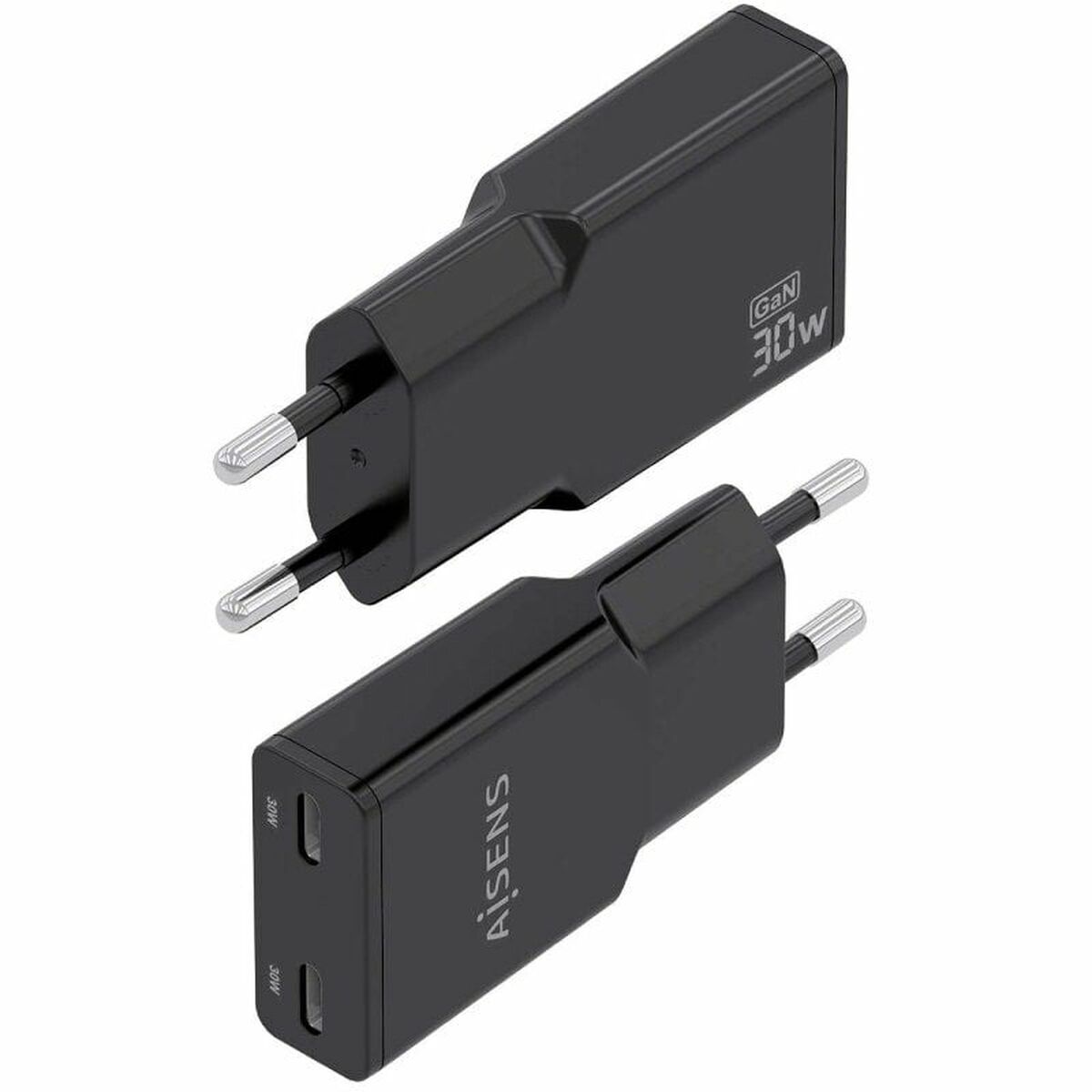 Wall Charger Aisens ASCH-30W2P049-BK Black 30 W