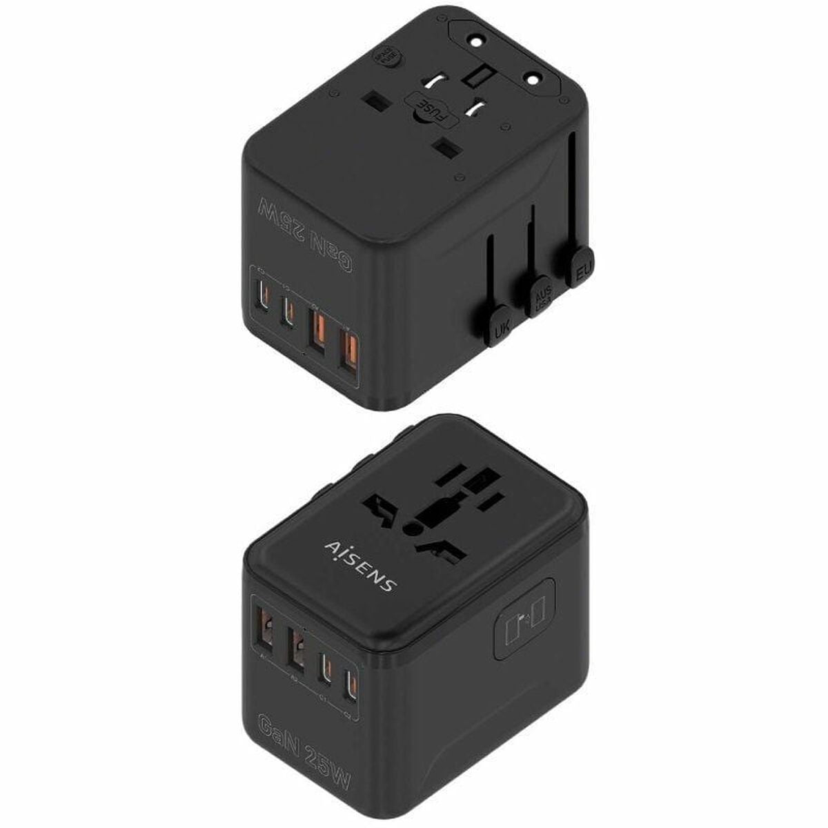 Wall Charger Aisens ASPS-2A2C08-BK 25 W Black