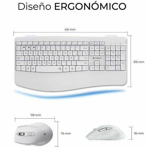 Keyboard and Mouse Subblim SUBKBC-DCOPW1 White