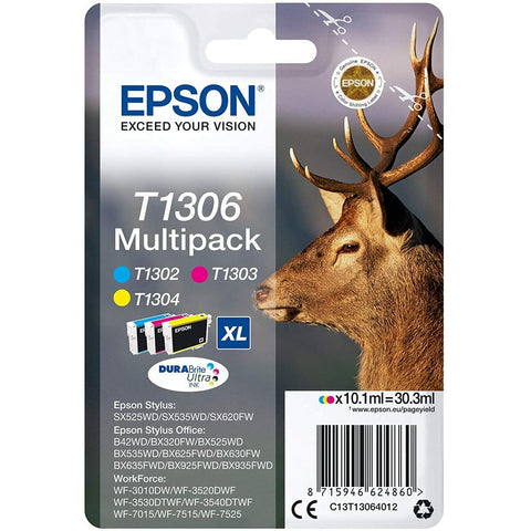 Original Ink Cartridge Epson SX525WD/620FW/ OFFICE B42WD/525WD/625FWD/925FWD Tricolour (4 Units)