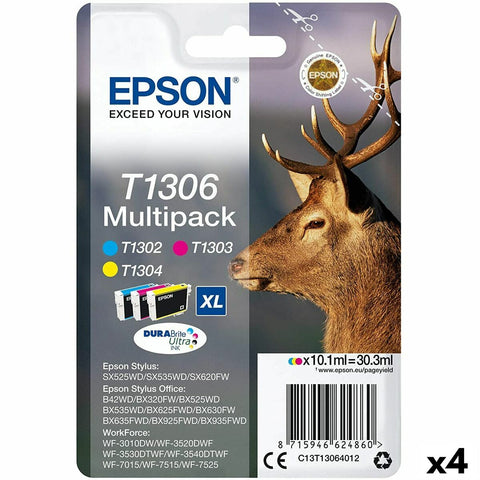 Original Ink Cartridge Epson SX525WD/620FW/ OFFICE B42WD/525WD/625FWD/925FWD Tricolour (4 Units)
