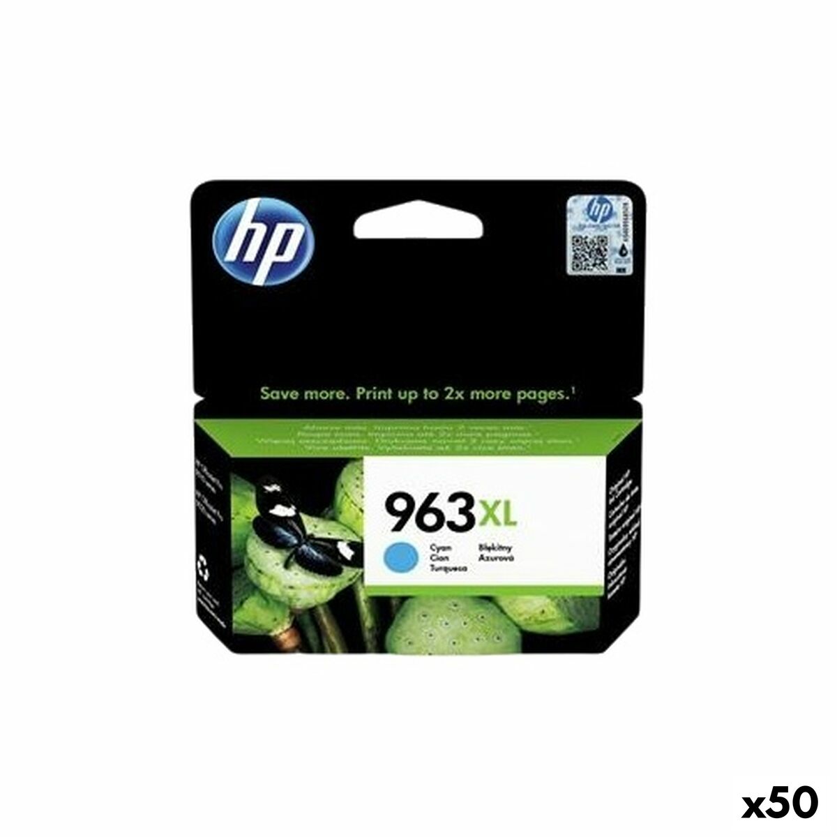 Original Ink Cartridge HP 9010,9012,9014,9015,9016,9019,9020,9022,9025 - Nº 963XL Cyan (50 Units)